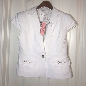 New York & Company White Short Sleeve Blazer